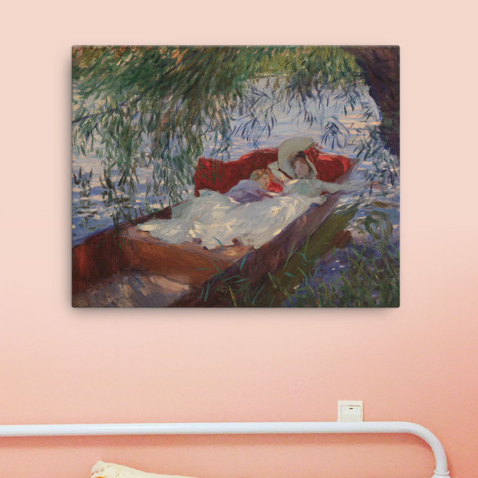 Lady and Child Asleep in a Punt under the Willows, 존 싱어 사전트 그림 액자 작품 캔버스 포스터 A규격 명화